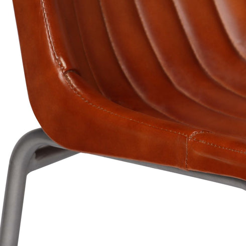 Swen Studio -  Dining Chairs 6 pcs Brown Real Leather